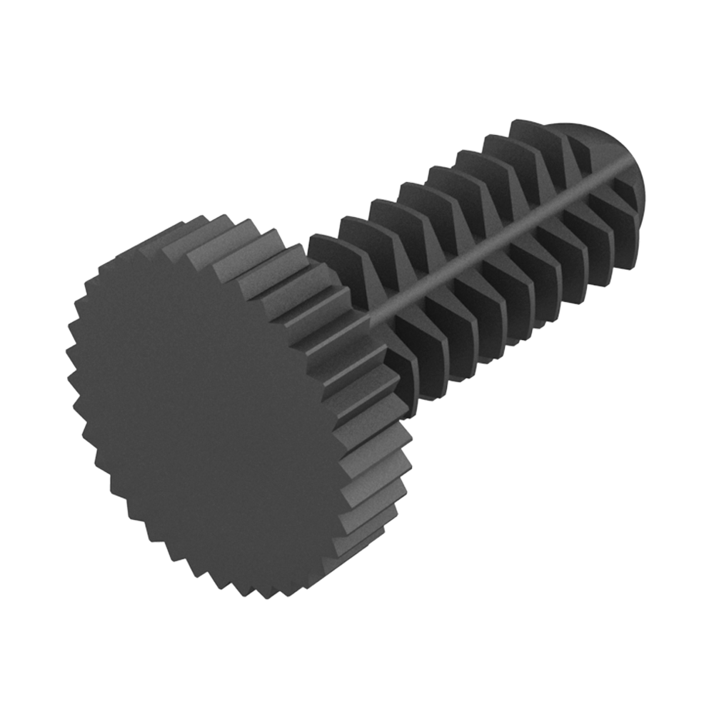 Das Design dieses Dreh-Clips kombiniert die Vorteile einer Niete zum Einstecken mit einer geriffelten Schraube. Für die schnelle Montage kann der Clip in ein Gewindeloch gedrückt werden und dann, für festeren Halt oder für die Demontage, geschraubt werden.
