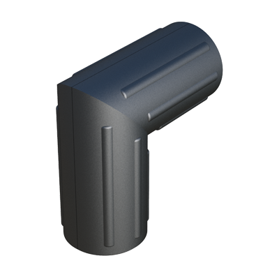 Unser L-Verbindungselement ist konzipiert für runde Rohre. Wird mit oder ohne internem Metallkern geliefert.